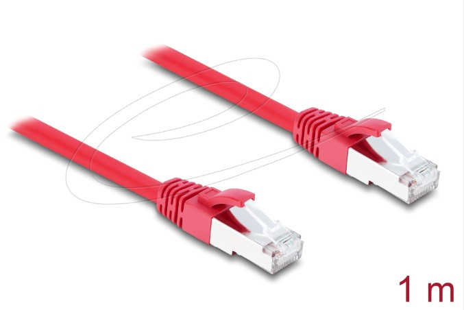 Delock Síťový kabel RJ45 Cat.6A S/FTP, 1 m, červený