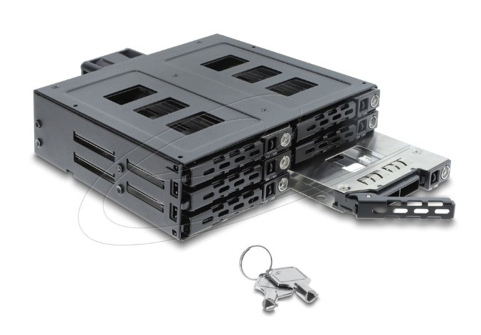 Delock Mobilní rámeček rozměru 5.25” pro 6 x 2.5” HDD / SSD SATA nebo SAS, se zámkem
