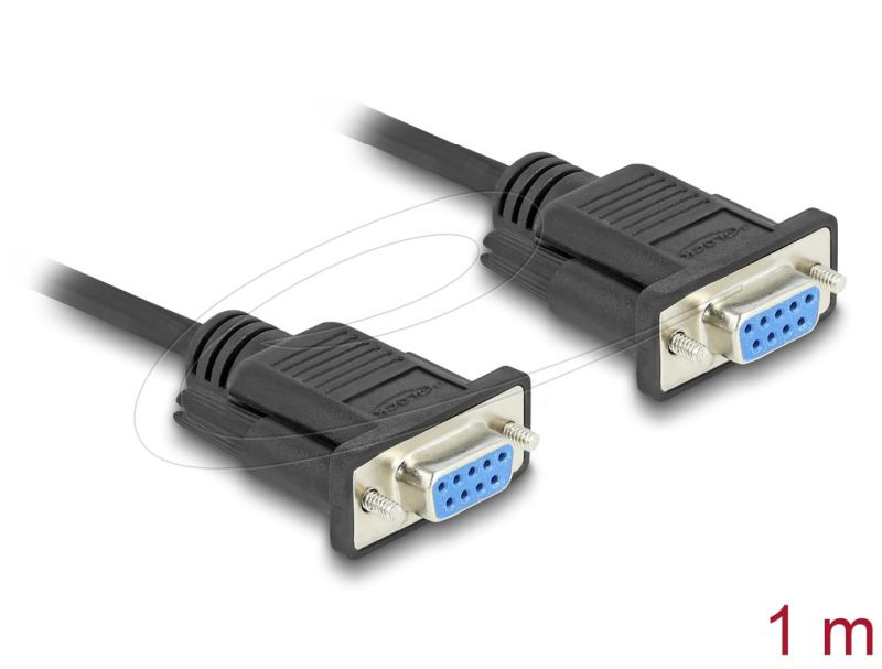 Delock Sériový kabel rozhraní RS-232 D-Sub9, ze zásuvkový na zásuvkový, délky 1m