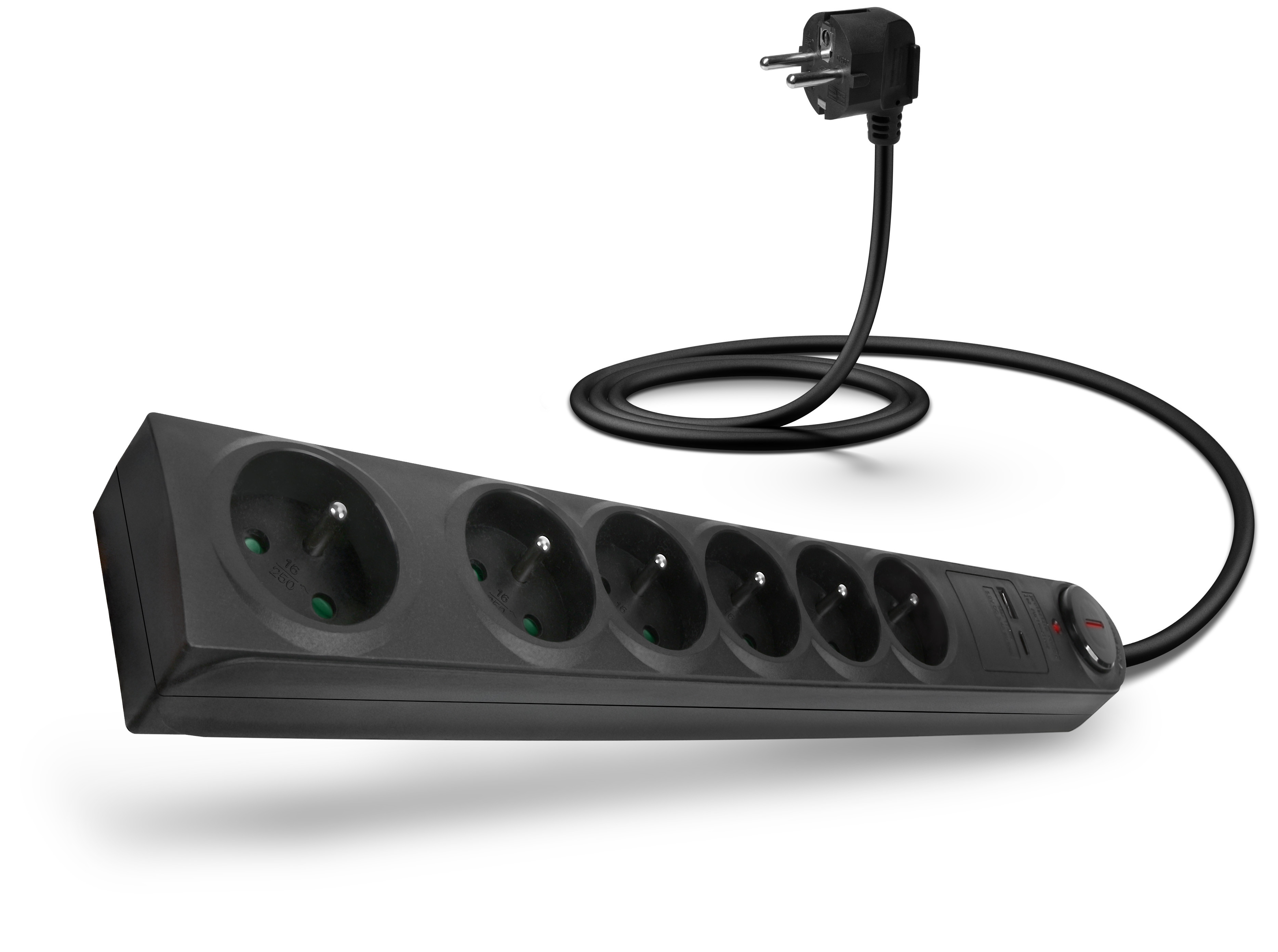 CONNECT IT prodlužovací kabel s přepěťovou ochranou ,6 zásuvek, 1,5 m (černá)