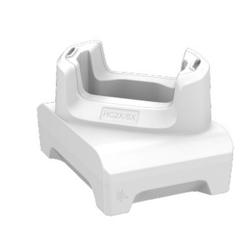 Zebra HC2X/HC5X Healthcare 1-slot white charge only cradle; Compatible with hand strap. Power supply and USB cable sold 