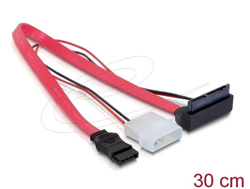 Delock Cable Micro SATA male > 2 pin power 5 V / 3,3 V + SATA 7 pin 30 cm upwards angled