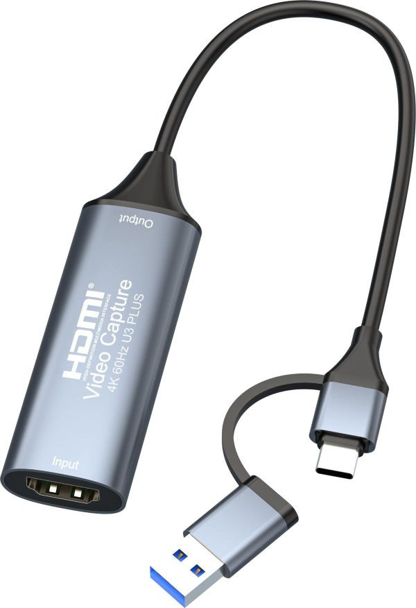 PremiumCord 4K@60Hz HDMI capture/grabber pro záznam Video/Audio signálu do počítače s konektorem USB3.0 a USB-C