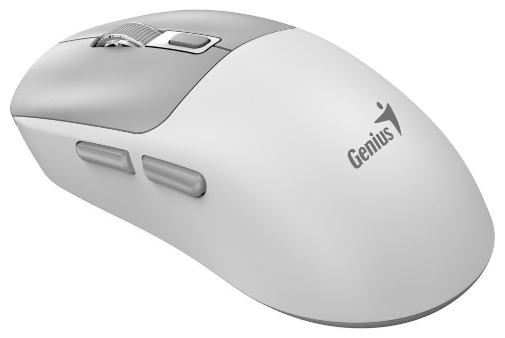 Genius NX-8260S BT, Myš, bezdrátová, optická, 2400DPI, 6 tlačítek, tichá, dobíjecí, Copilot,Bluetooth + 2,4GHz,bílo-šedá