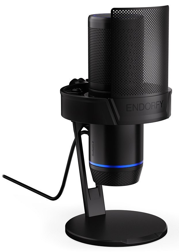 Endorfy Solum 2,Mikrofon, kondenzátorový, kardioidní, pop-up filtr, dotykové ztlumení, LED signalizace, USB-C, redukce n