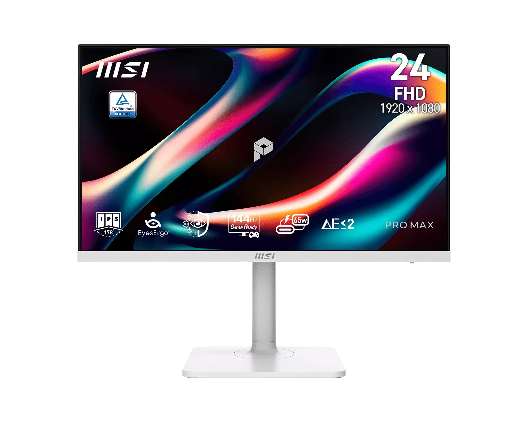 MSI monitor PRO MAX 241PHW E14 23,8" IPS/FHD/144Hz/1ms/HDMI/DP/USB-A,B,C/Výšk.nast./Pivot/bílá