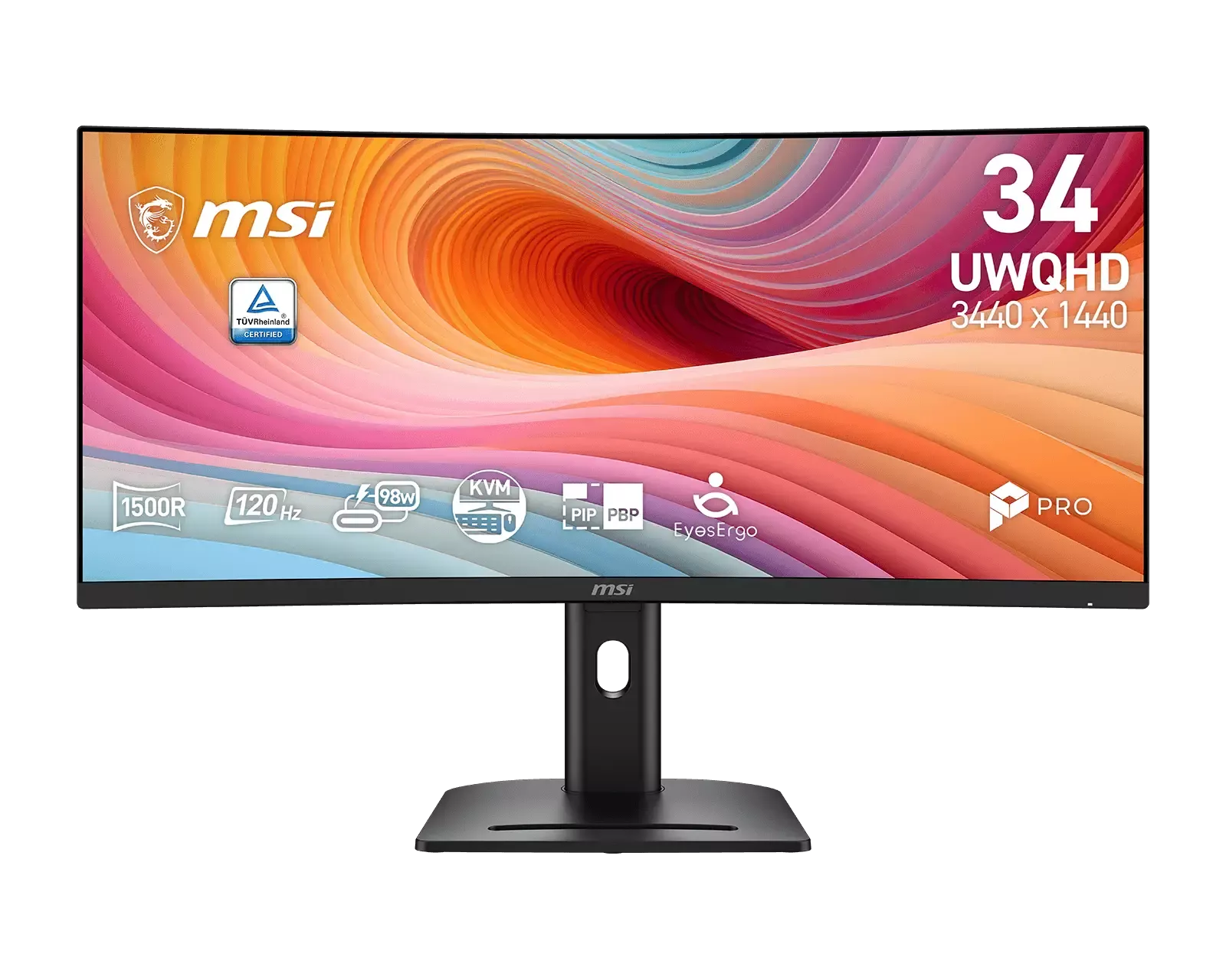 MSI monitor PRO MP341CQPHG E12, 34" zakřivený /3440x1440 (UWQHD)/VA LED/100Hz/1ms/HDMI/DP/USB-A,B,C/Výšk.nast./Pivot
