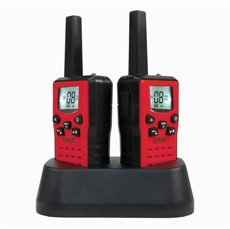 EVOLVEO FreeTalk 2W, PMR vysílačka s výkonem 0,5 a 2W, červenočerná