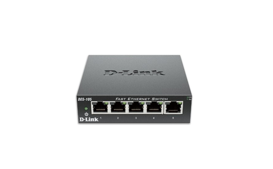 D-Link 5-Port Fast Ethernet Unmanaged Desktop Switch, DES-105/V
