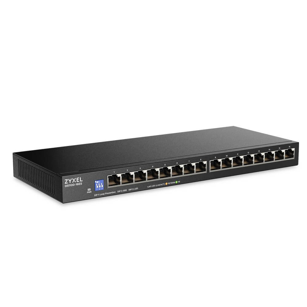 Zyxel GS1100-16ES  Slimline 16 port Gigabit - DIP selector Unmanaged Switch