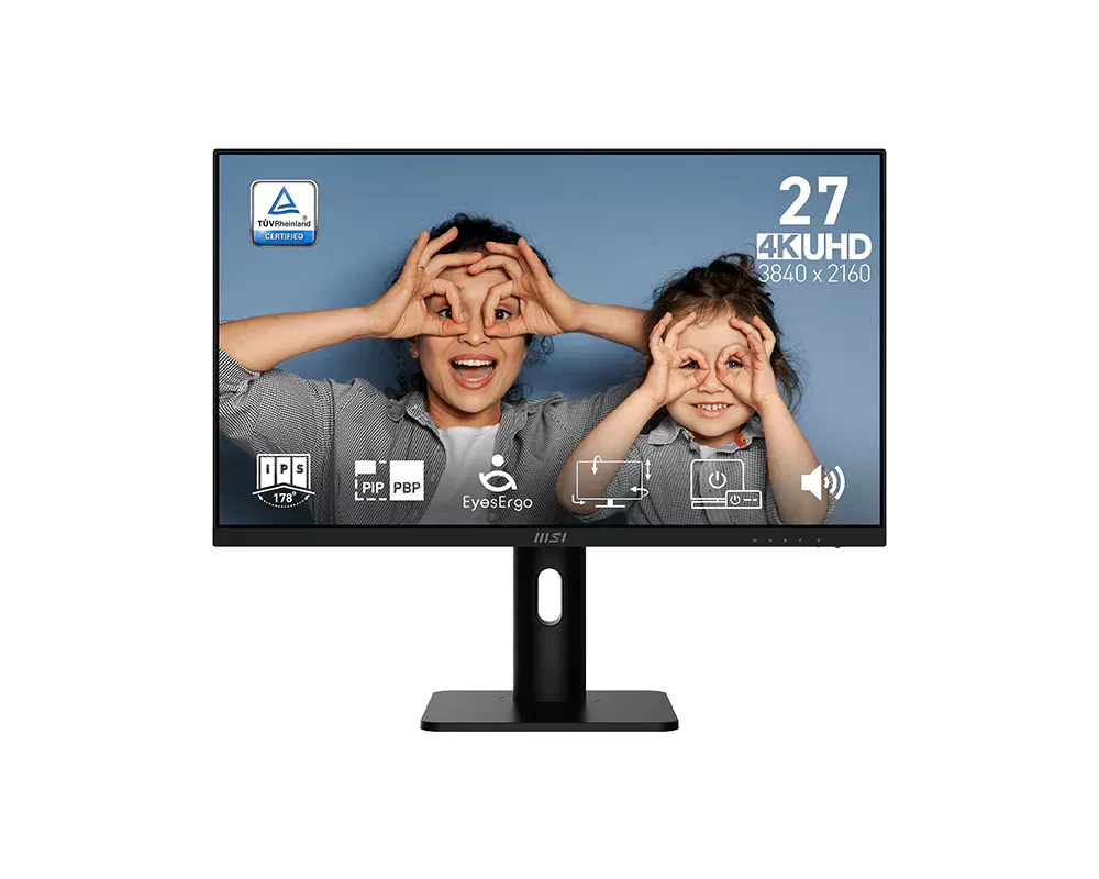 MSI monitor PRO MP273UP E6 27" IPS/3840x2160 UHD/60Hz/4ms/2xHDMI/DP/výšk. nastavitelný/pivot/černá