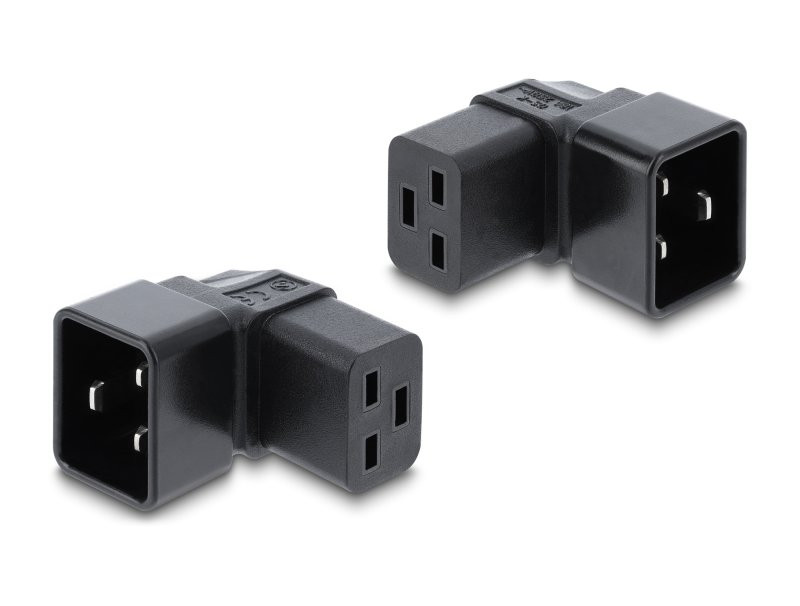 Delock Napájecí adaptér IEC 60320 – z C20 na C19, zástrčka / zásuvka, 16 A, 90°, pravoúhlý