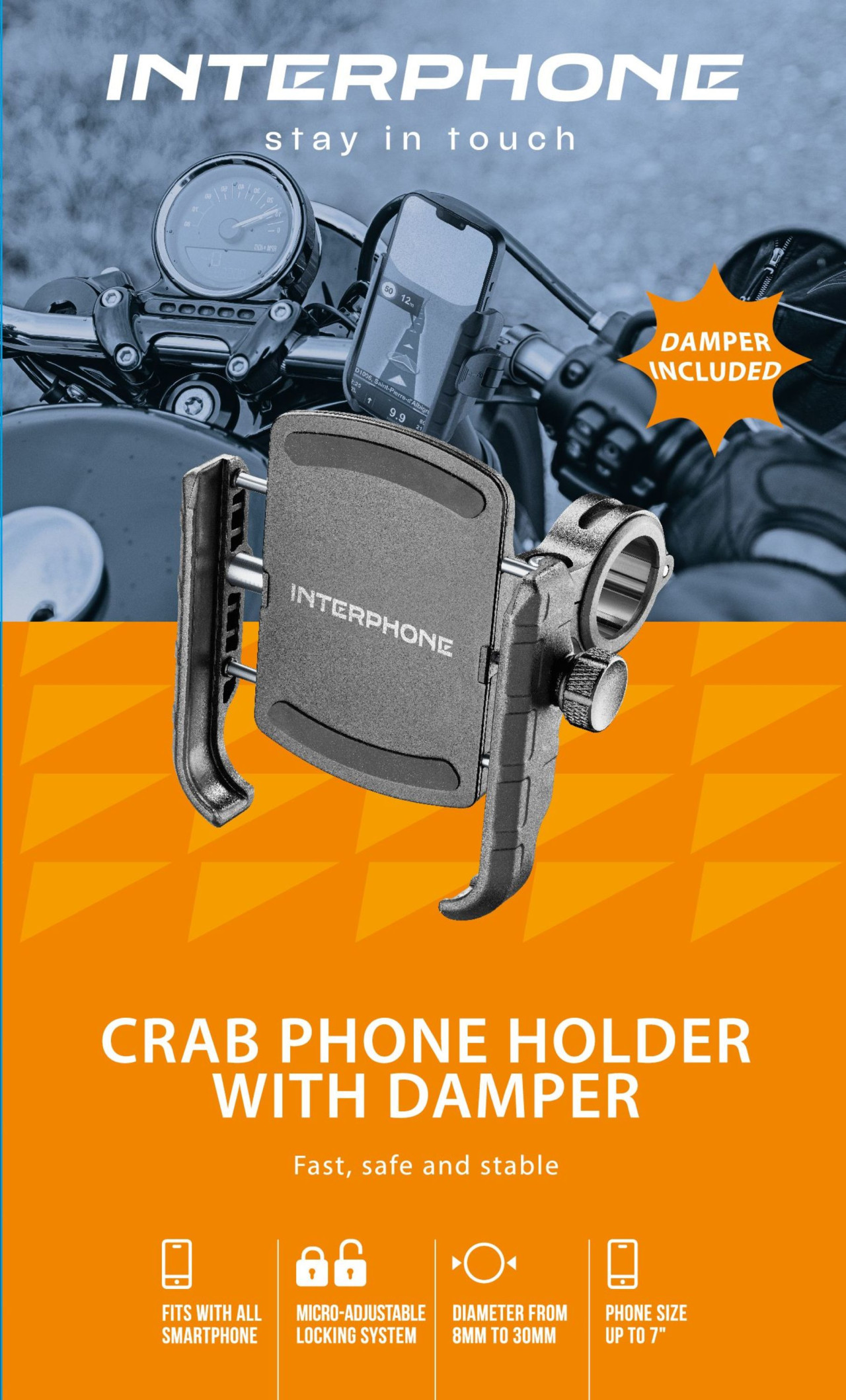 Interphone Crab – Držák telefonu s antivibrací