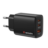VERBATIM GaN Nabíječka Essentials 65W, 2xUSB-C, 1xUSB-A, černá