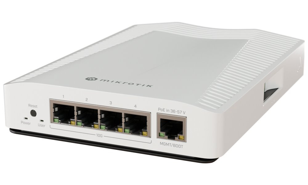 MikroTik Cloud Router Switch CRS304-4XG-IN, 1x GbE, 4x 10 GbE, Dual PSU, Dual boot, vč. L5