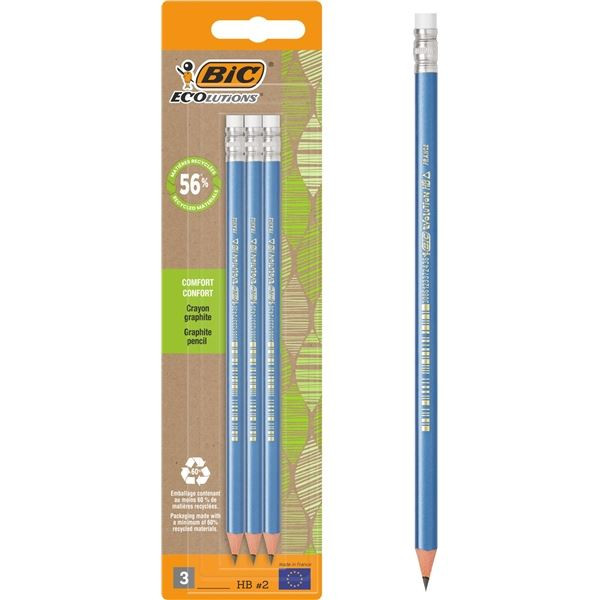 Grafitová tužka BIC Evolution, s pryží, 3 ks