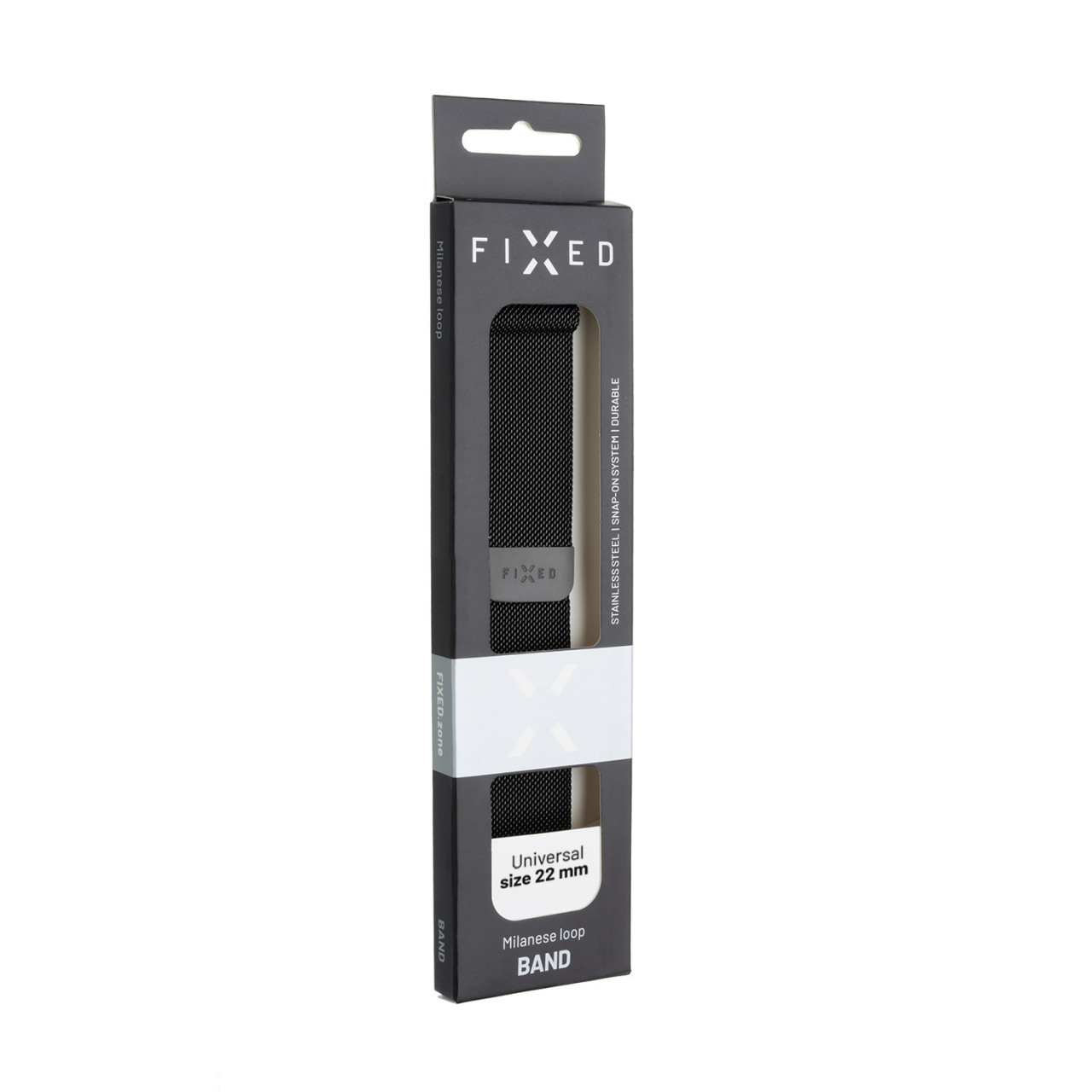 Síťovaný nerezový řemínek FIXED Mesh Strap s Quick Release 22mm pro smartwatch, černý