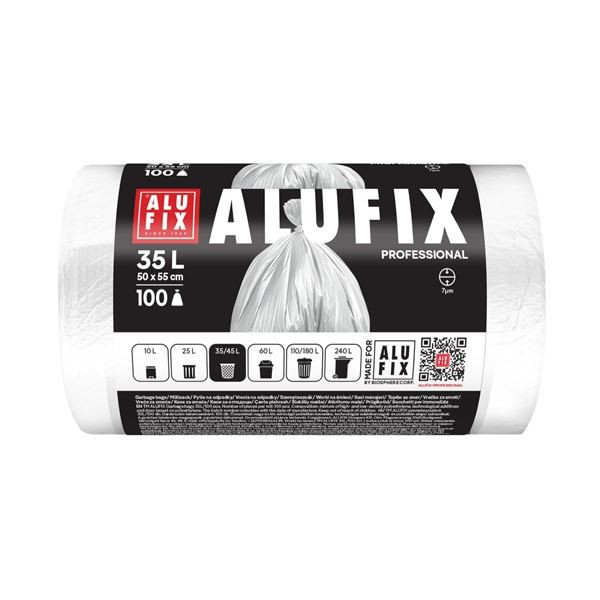 Pytle na odpad Alufix - 35l, 100ks, 50×55cm, bílé