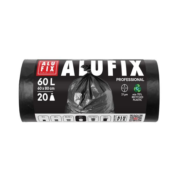 Pytle na odpad Alufix - 60l, 20ks, 60×80 cm, černé