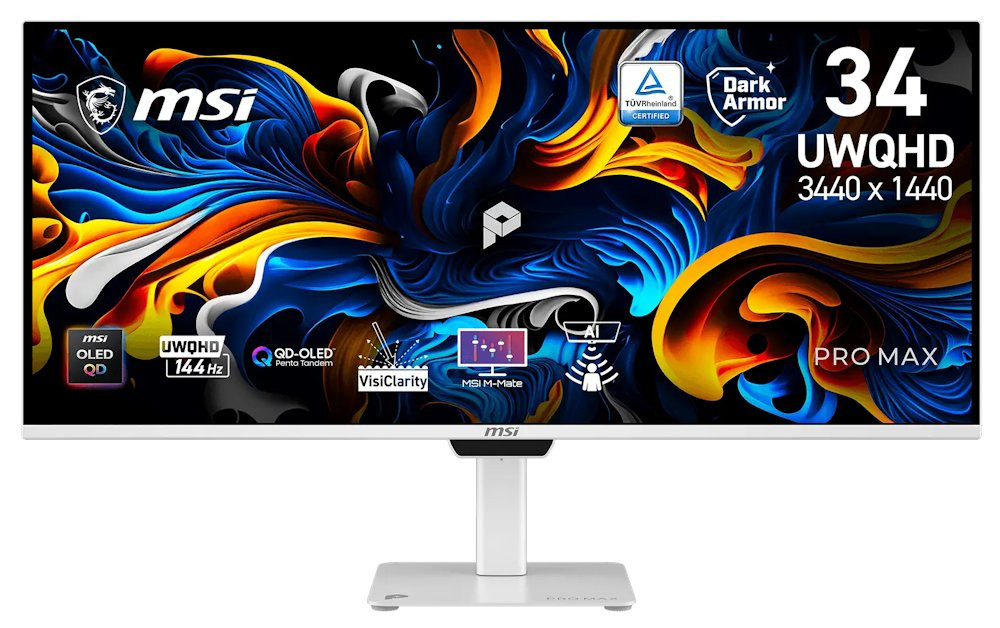 MSI Gaming PRO MAX 341QPXW14G/ 34"/ 3440x1440 / OLED/ 0,03ms/ 144Hz/ 250cd/m2/ 1500000:1/ HDMI/ DP/ USB-C/ VESA/ černý