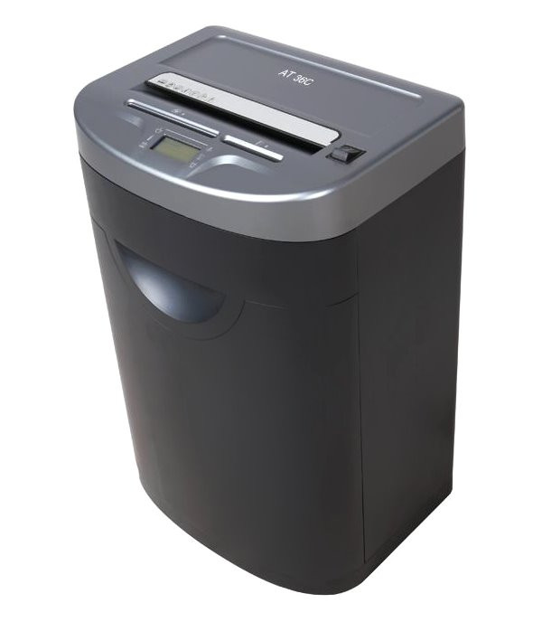 AT skartovač AT-36C/ řez 2x10 mm/ prac. šíře 230 mm/ kapacita 15 listů/ objem koše 35 l/ stupeň utajení P5/ šedo-černý