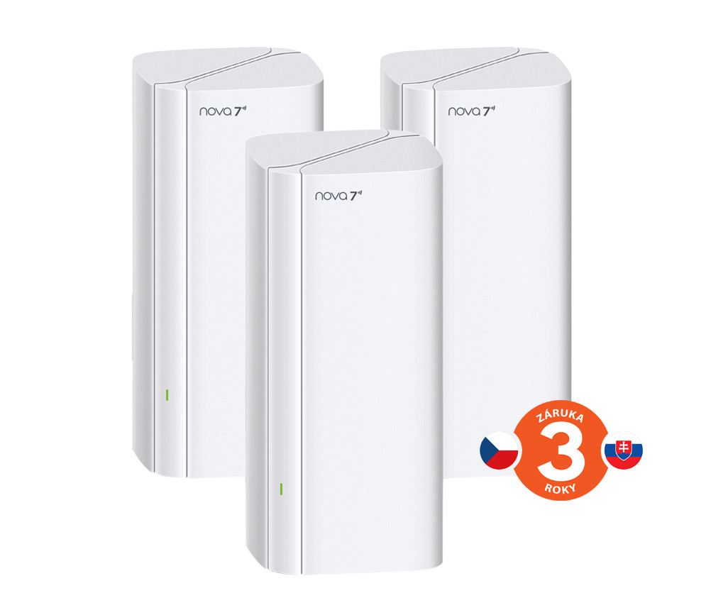 Tenda Nova EE3 Pro (3-pack) WiFi 7 BE3600 Mesh Gigabit system, router, 9x GLAN/GWAN, VPN, CZ app