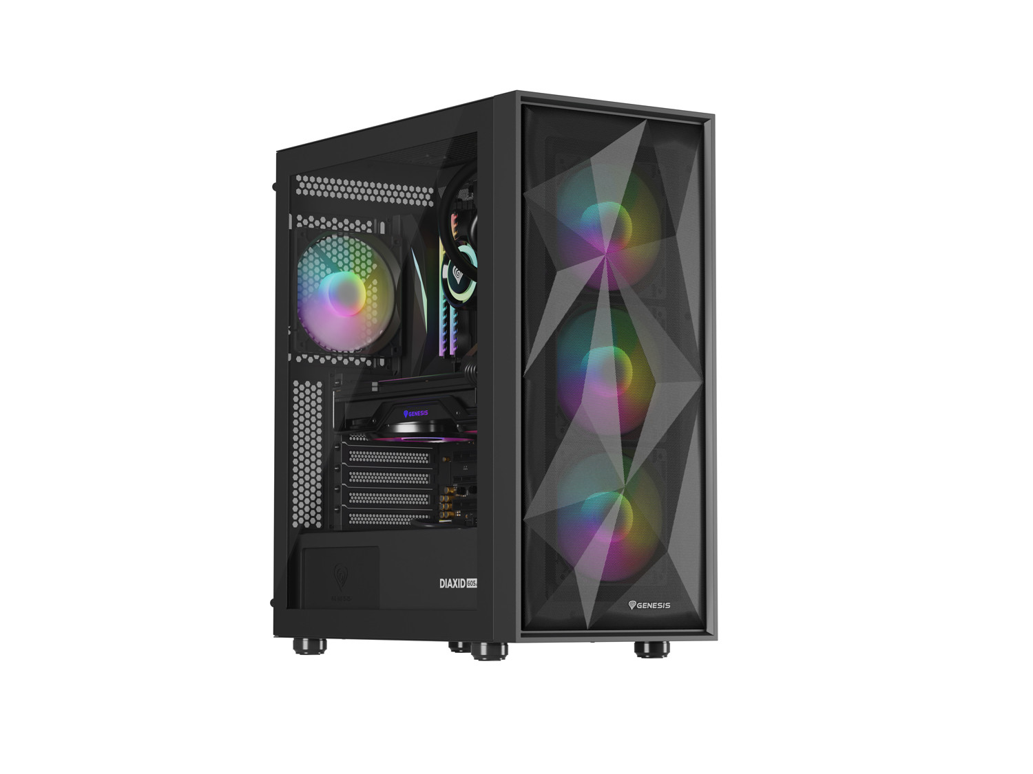 Počítačová skříň Genesis DIAXID 605 ARGB/Midi Tower/Transpar./Černá