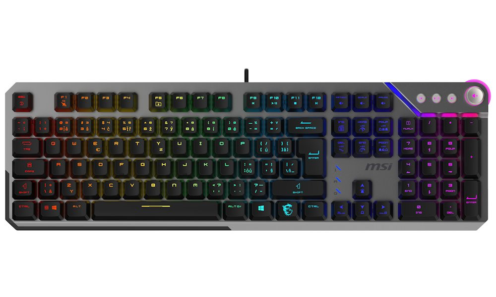 MSI herní klávesnice STRIKE 600 V2 Silent/ drátová/ mechanická/ RGB podsvícení/ USB/ CZ+SK layout