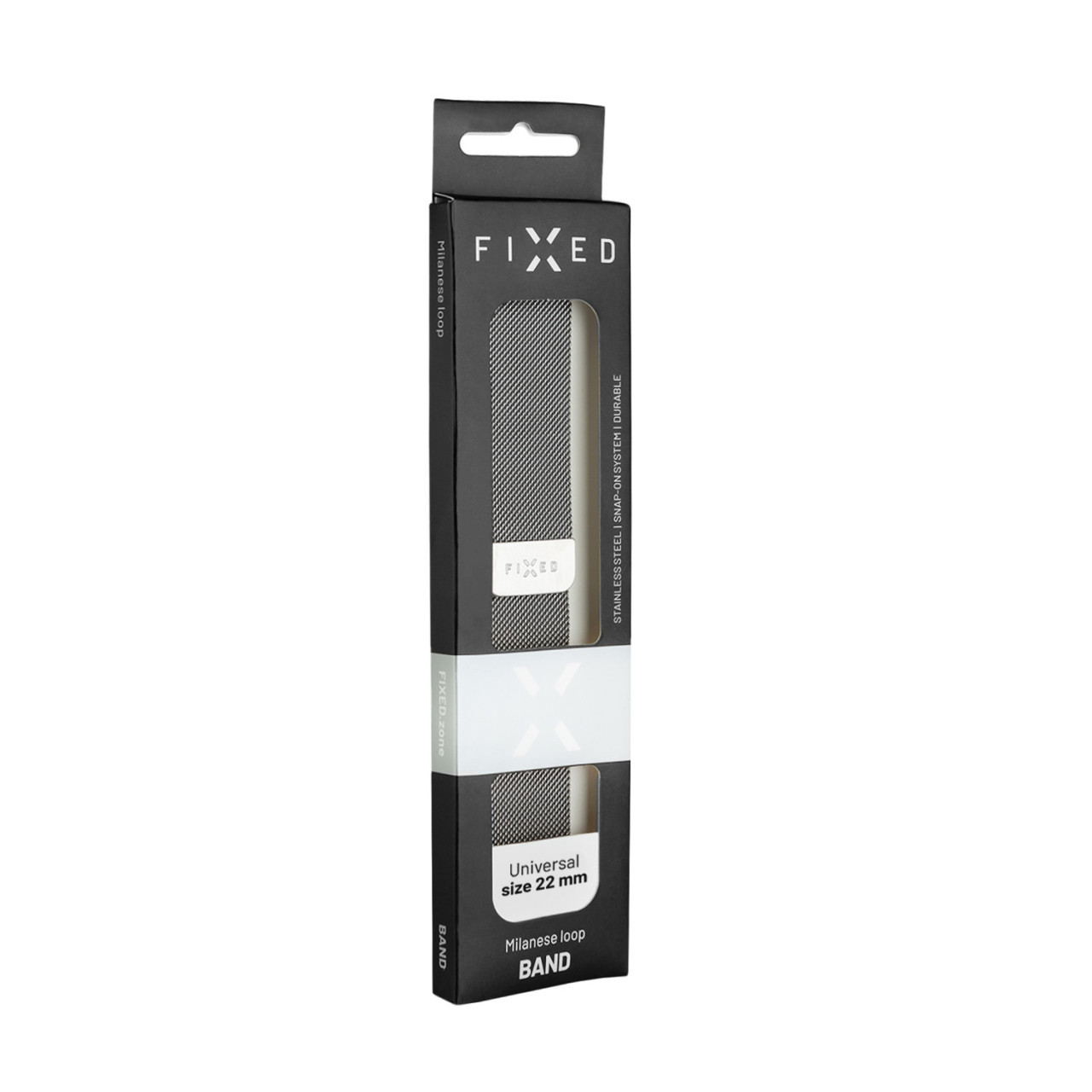 Síťovaný nerezový řemínek FIXED Mesh Strap s Quick Release 22mm pro smartwatch, stříbrný