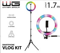 WG - Vlog Kit základní sada pro natáčení video blogů, s RGB LED světlem a tripodem 1,7 metru