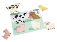 Dřevěné dotykové vkládací puzzle pro děti - Farma