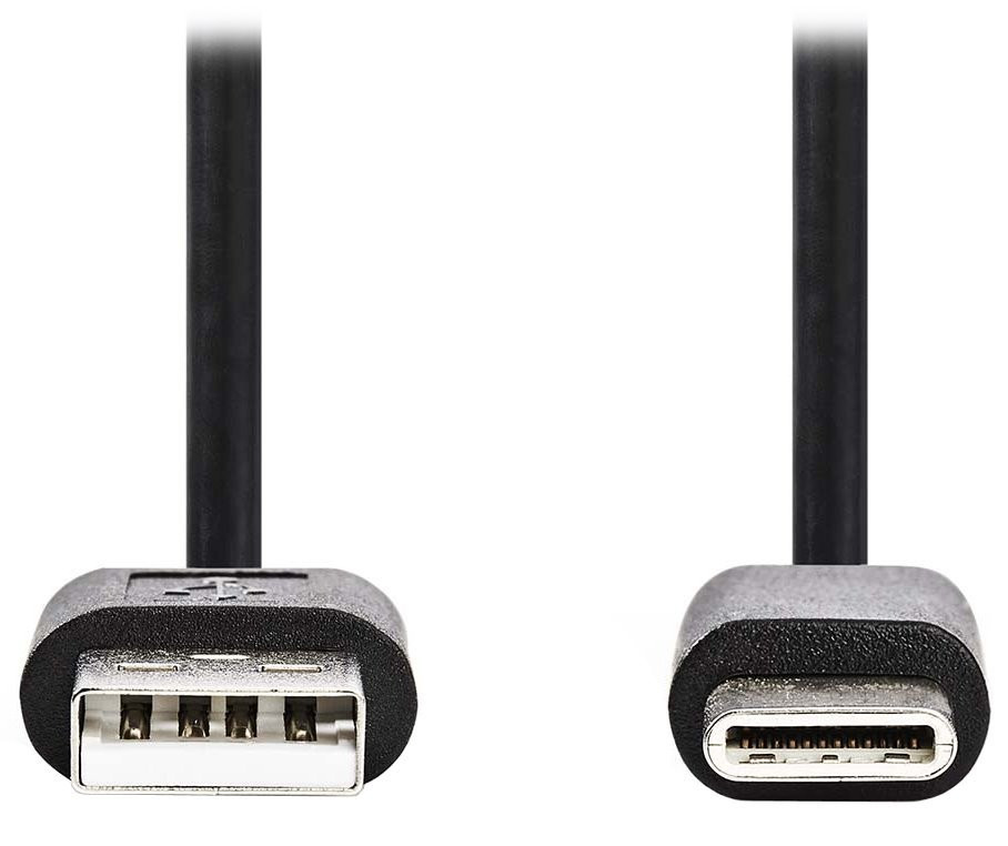 NEDIS kabel USB 2.0/ zástrčka USB-A - zástrčka USB-C/ 5 W/ 480 Mbps/ poniklovaný/ černý/ bulk/ 2m