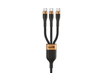 WG - Datový kabel 3v1 Type-C na 3x Type-C, 1,2 metru, 100 W + 15 W + 15 W, černá