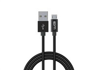WG - Datový kabel Micro USB na USB-A, 1 metr, s prodlouženým konektorem, černá