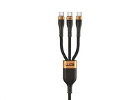 WG - Datový kabel 3v1 Type-C na 3x Type-C, 90 cm, 100 W + 15 W + 15 W, černá