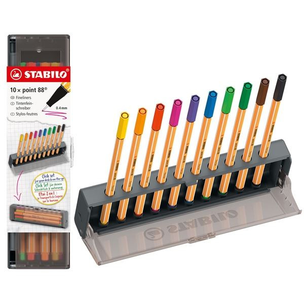 Liner STABILO point 88, Click set, sada 10 barev