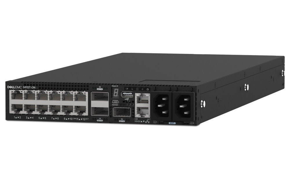 DELL Networking S4112T-ON switch/ 12x 10Gb-T/ 3x 100GbE QSFP28/ IO to PSU/ 2x zdroj/ reverse / management/ 1Y CAR