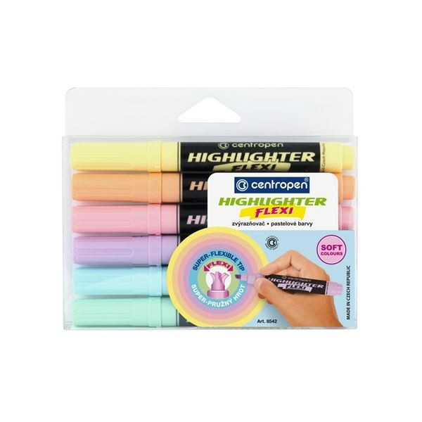 Zvýrazňovač Centropen Flexi SOFT 8542,sada 6 barev