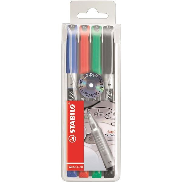 Permanentní popisovač STABILO Write-4-all, 4 barvy