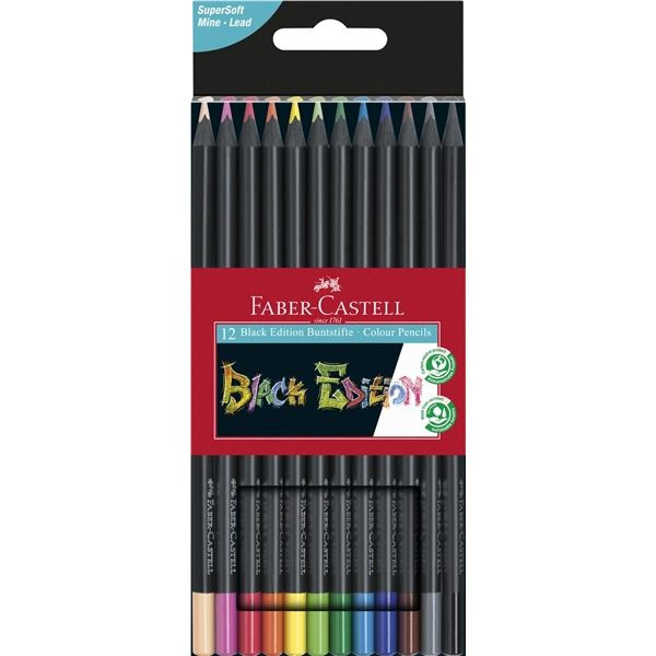 Pastelky Faber-Castell, Black Edition, 12 barev