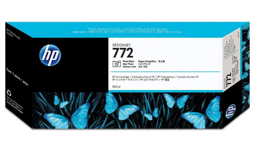 HP 772 Fotografická Černá inkoustová kazeta DesignJet, 300 ml