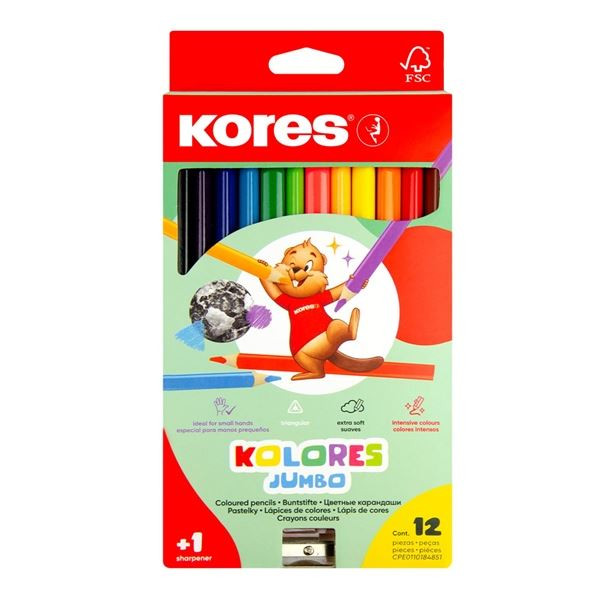 KOLORES Jumbo pastelky 5 mm, s  ořez. / 12 barev