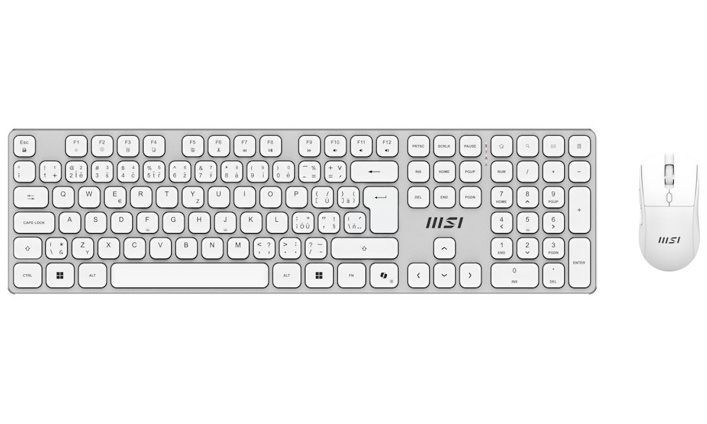 MSI set klávesnice s myší FORGE K210 Wireless Combo White/ bezdrátový/ bílostříbrný/ dobíjecí/ USB/ CZ+SK layout