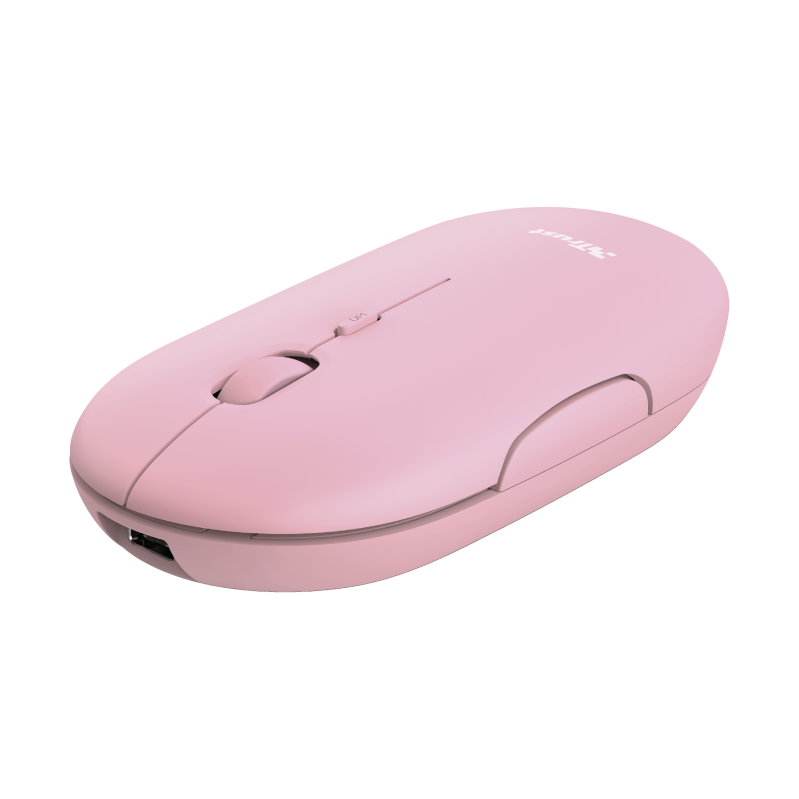 TRUST PUCK/Cestovní/Optická/1 600 DPI/USB+BT/Růžová