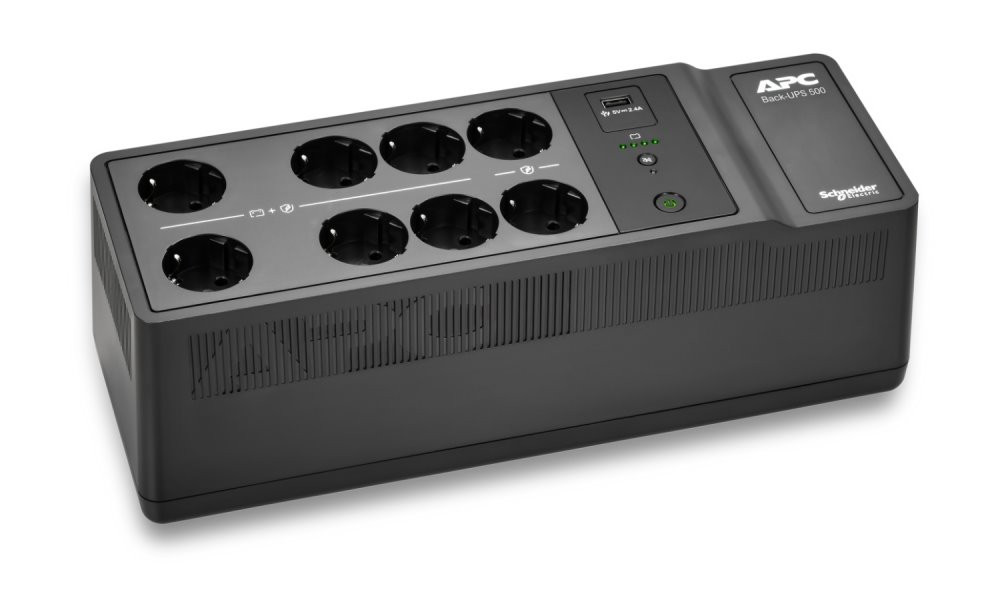 APC Back-UPS, 500VA/300W, Floor/Wall Mount/ 230V/ 8x německá zásuvka/ USB Type A Port/ User Replaceable Battery
