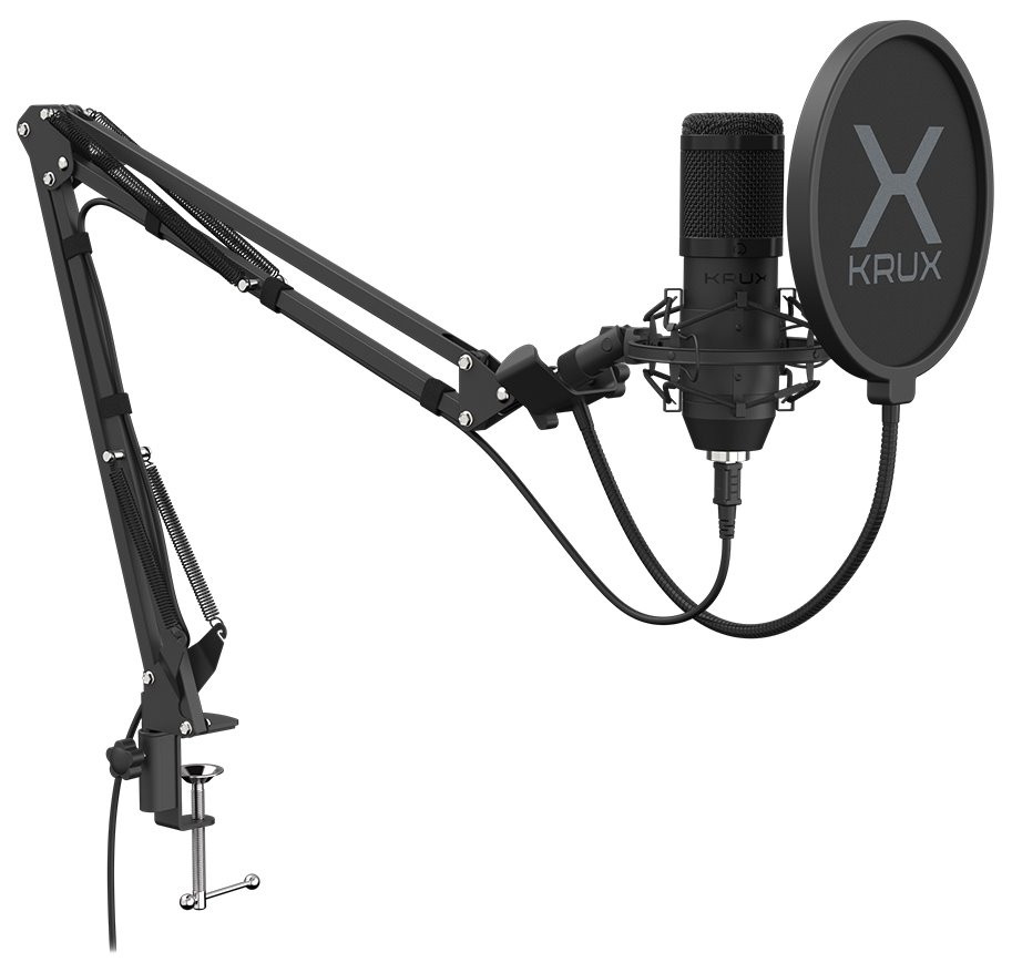 Krux mikrofon Edis 1000 / USB / rameno / montáž na stůl / černý