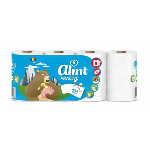 Toaletní papír Alint Practic white, 3vrstvý,8 rolí