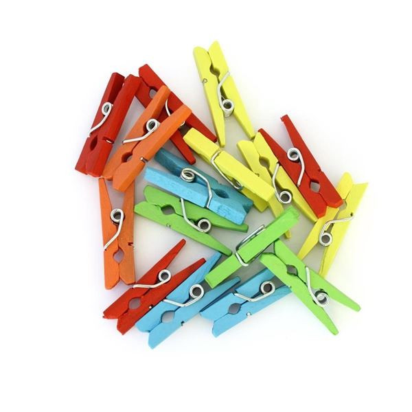 Dekorační kolíčky dřevěné - 25 mm, duhové, 25 ks