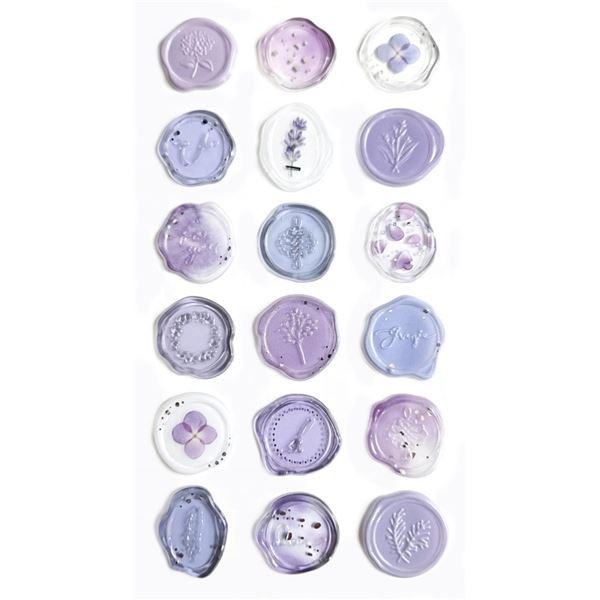 Dekorativní samolepicí pečetě - sv. fialové, 18 ks