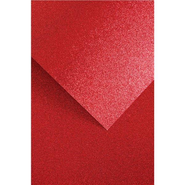 Kreativ. papír A4 třpytivý - 210 g/m2, červ., 5 ks